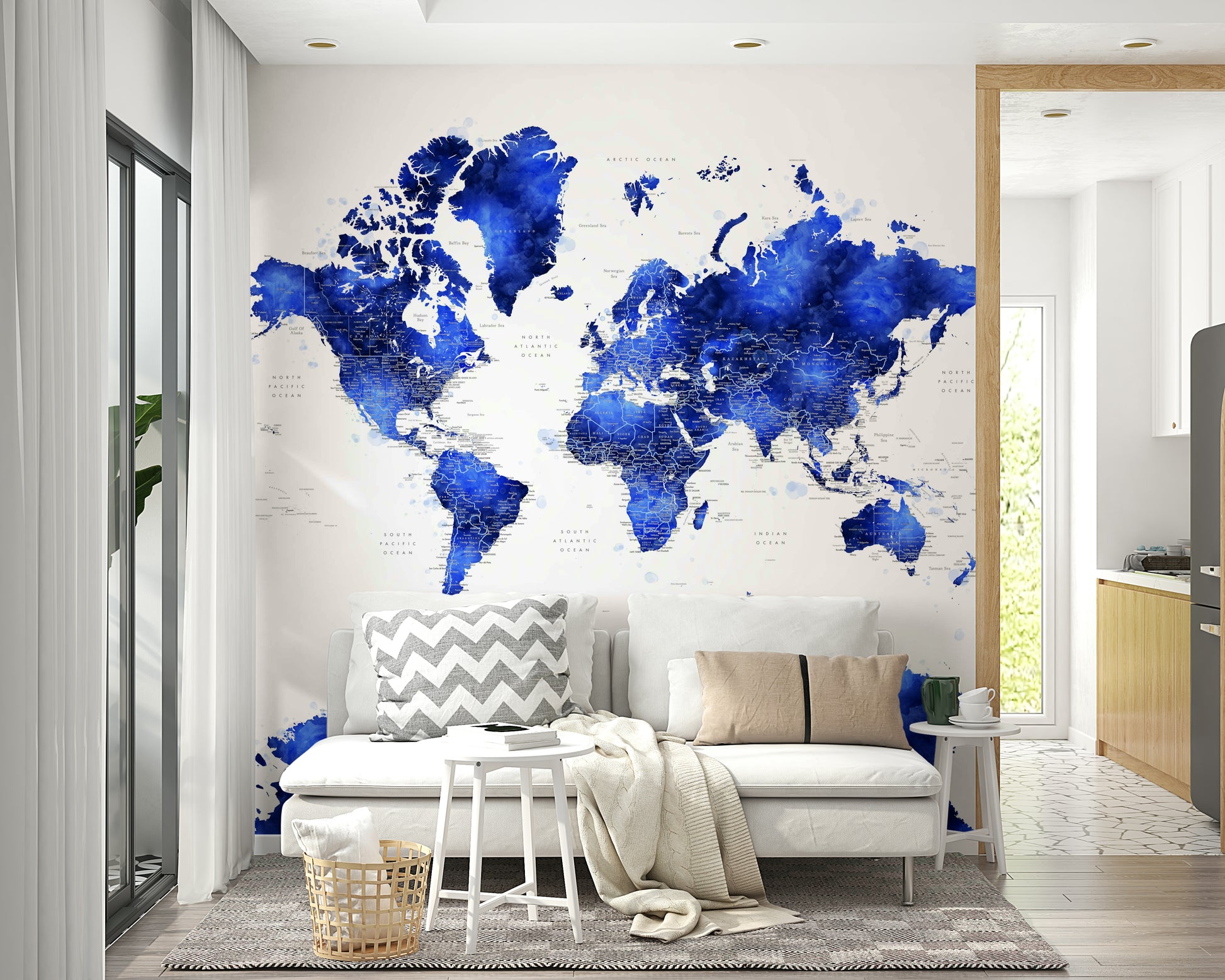 Indigo map wallpaper for home walls

