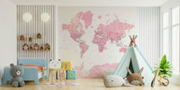 Decorative pink map wallpaper art

