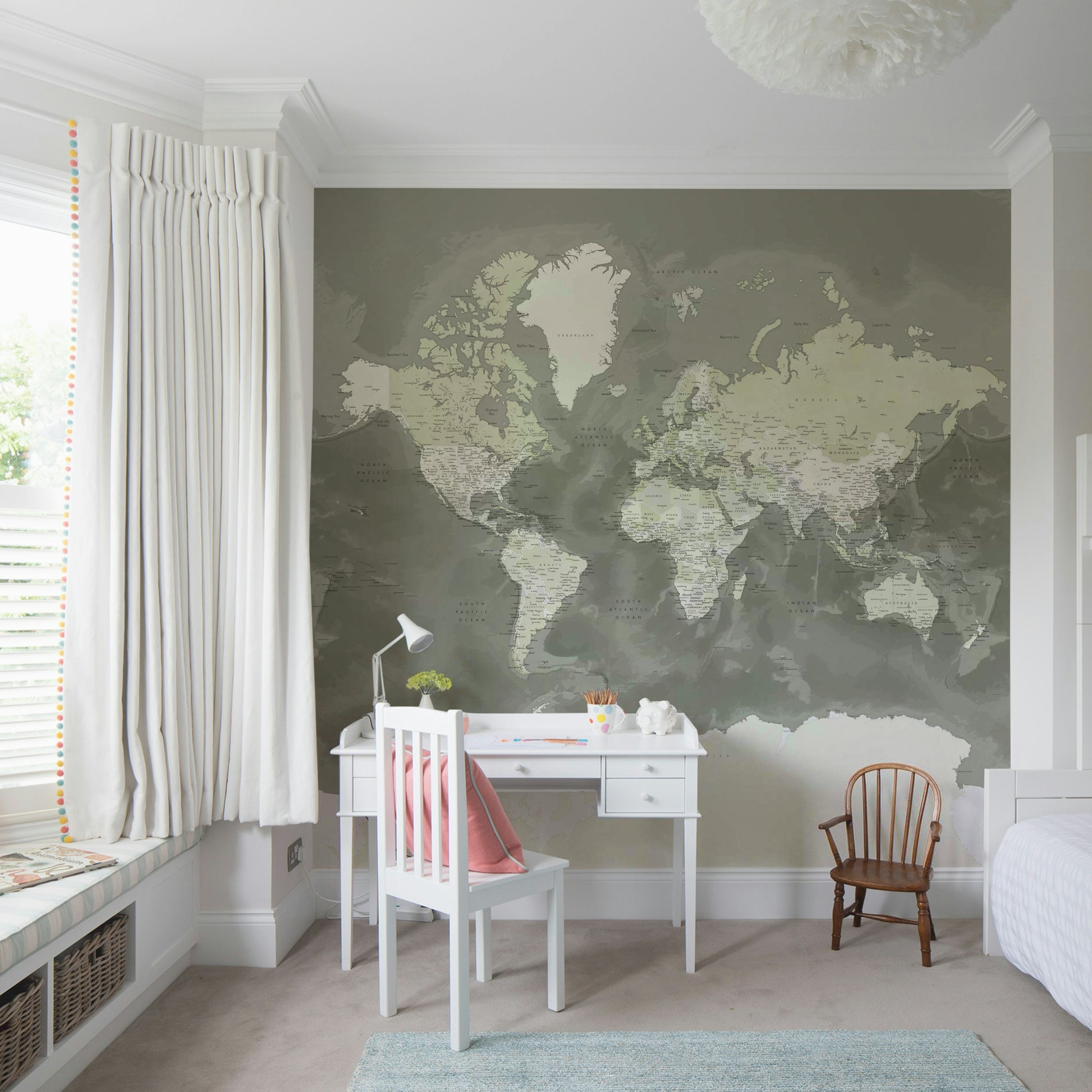 Neutral tones watercolor map wallpaper

