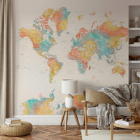 Bright and colorful map wallpaper art

