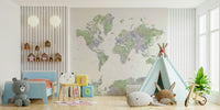 Green watercolor world map wallpaper


