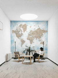 Soft beige blue watercolor wallpaper

