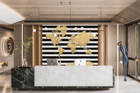 Watercolor black and gold world map


