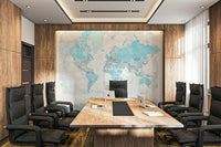 Watercolor world map in light blue

