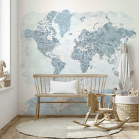 Modern steel blue world map wallpaper

