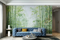 Calm bamboo forest wall mural design

