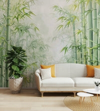 Peaceful bamboo wallpaper with natural tones

