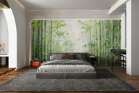 Bamboo grove wallpaper with tall green stalks

