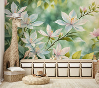 White bloom wallpaper with a gentle and airy look

