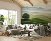 Calm landscape wallpaper featuring gentle hill patterns

