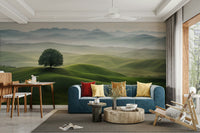 Nature-inspired wallpaper showing peaceful hill scenery

