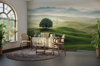 Soft green hills wallpaper for relaxing wall design

