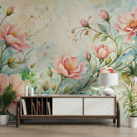 Pink petals wall mural illustration

