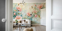 Watercolor flower wall wallpaper

