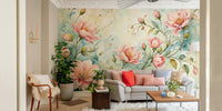 Delicate flower branch wall design

