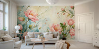 Elegant blush bloom pattern mural

