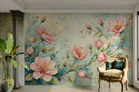 Romantic blush floral wall mural

