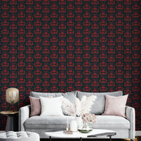 Red floral damask on dark elegant base

