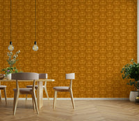 Retro floral design in golden amber hues

