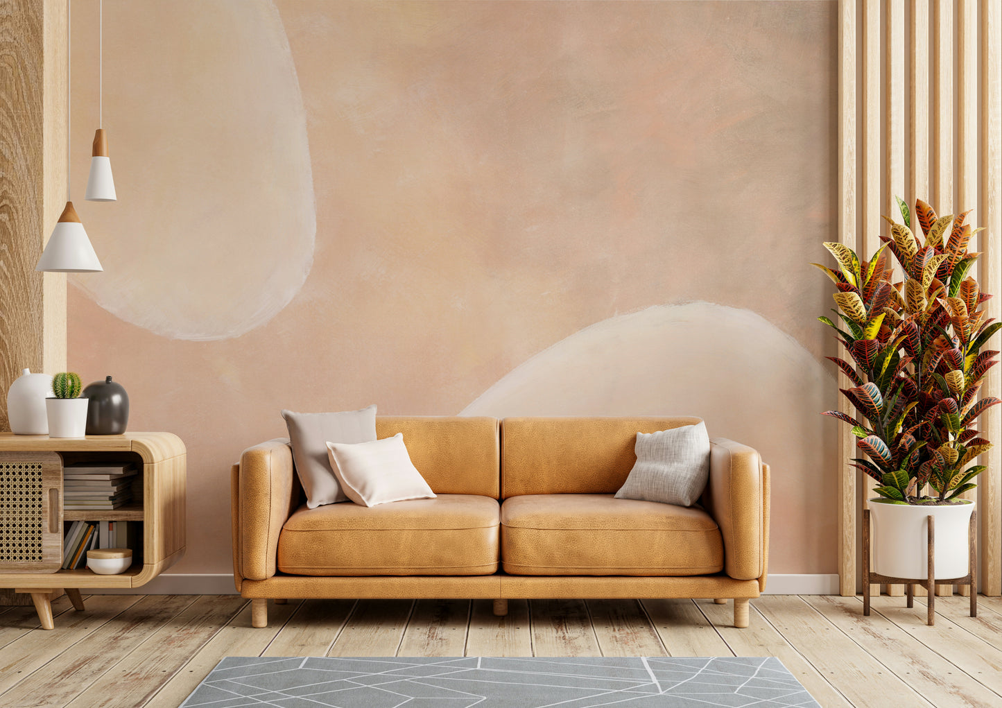 Soft blush and misty abstract art

