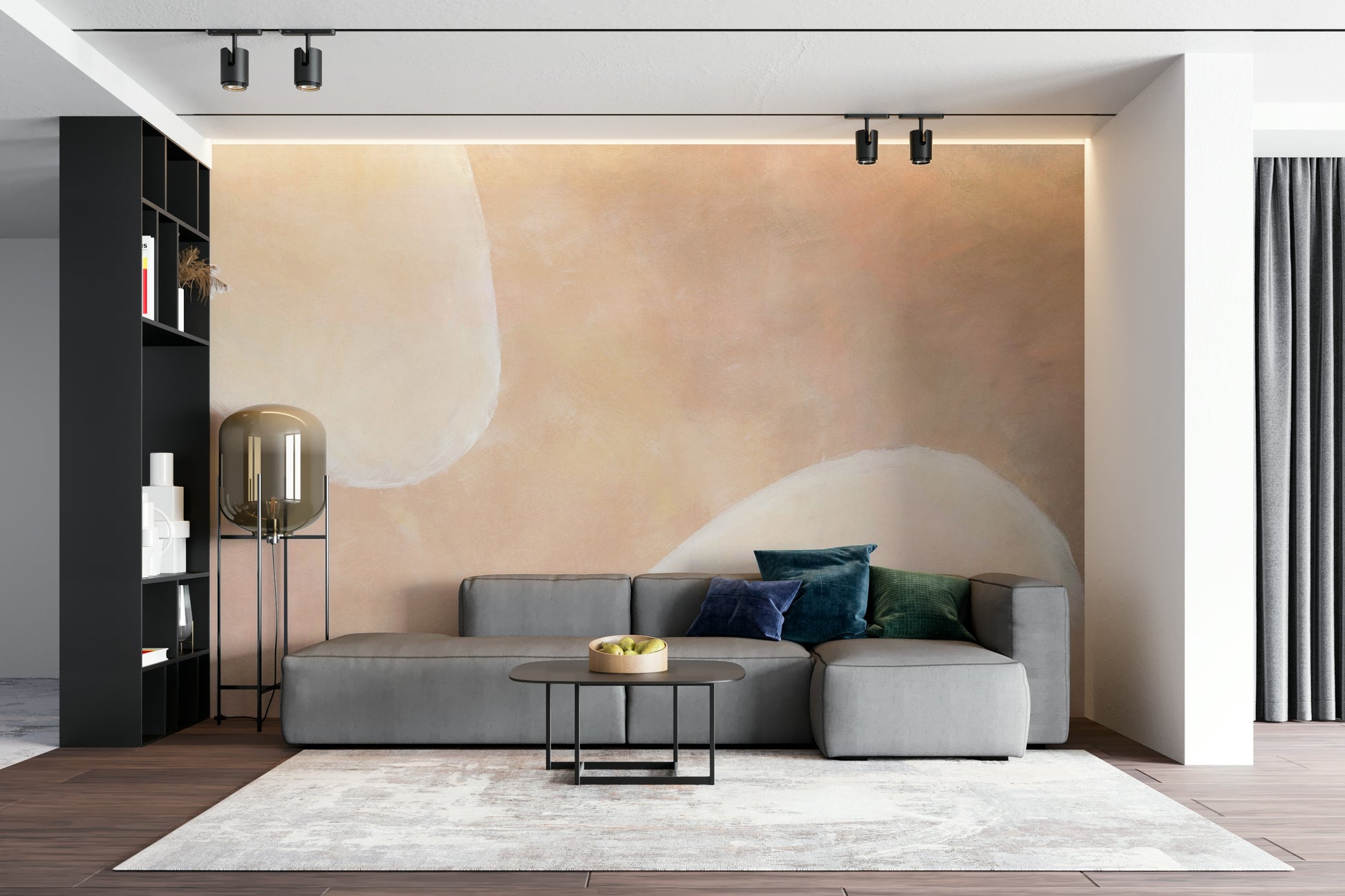 Minimal neutral shapes wall mural

