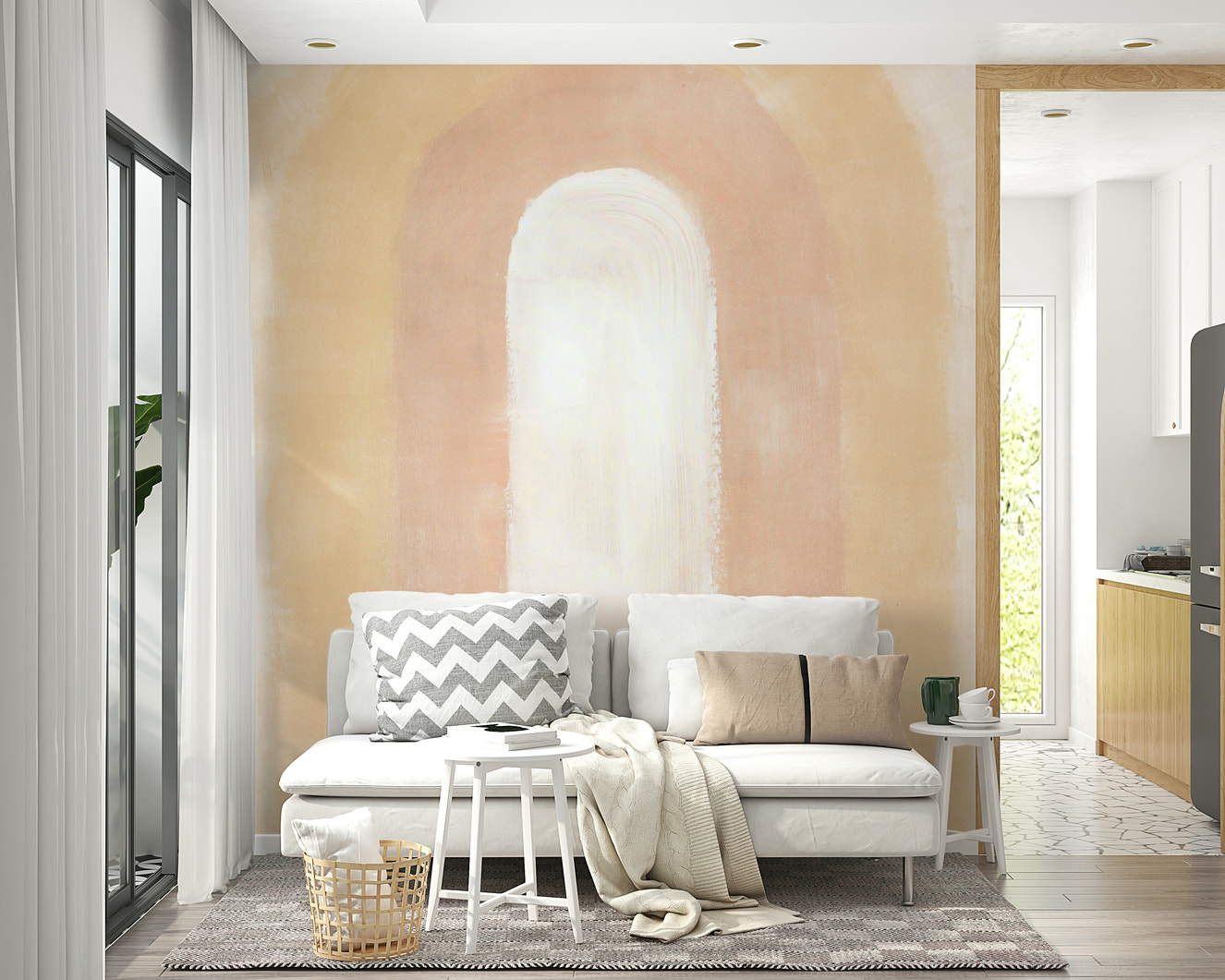 Golden arch abstract wall design


