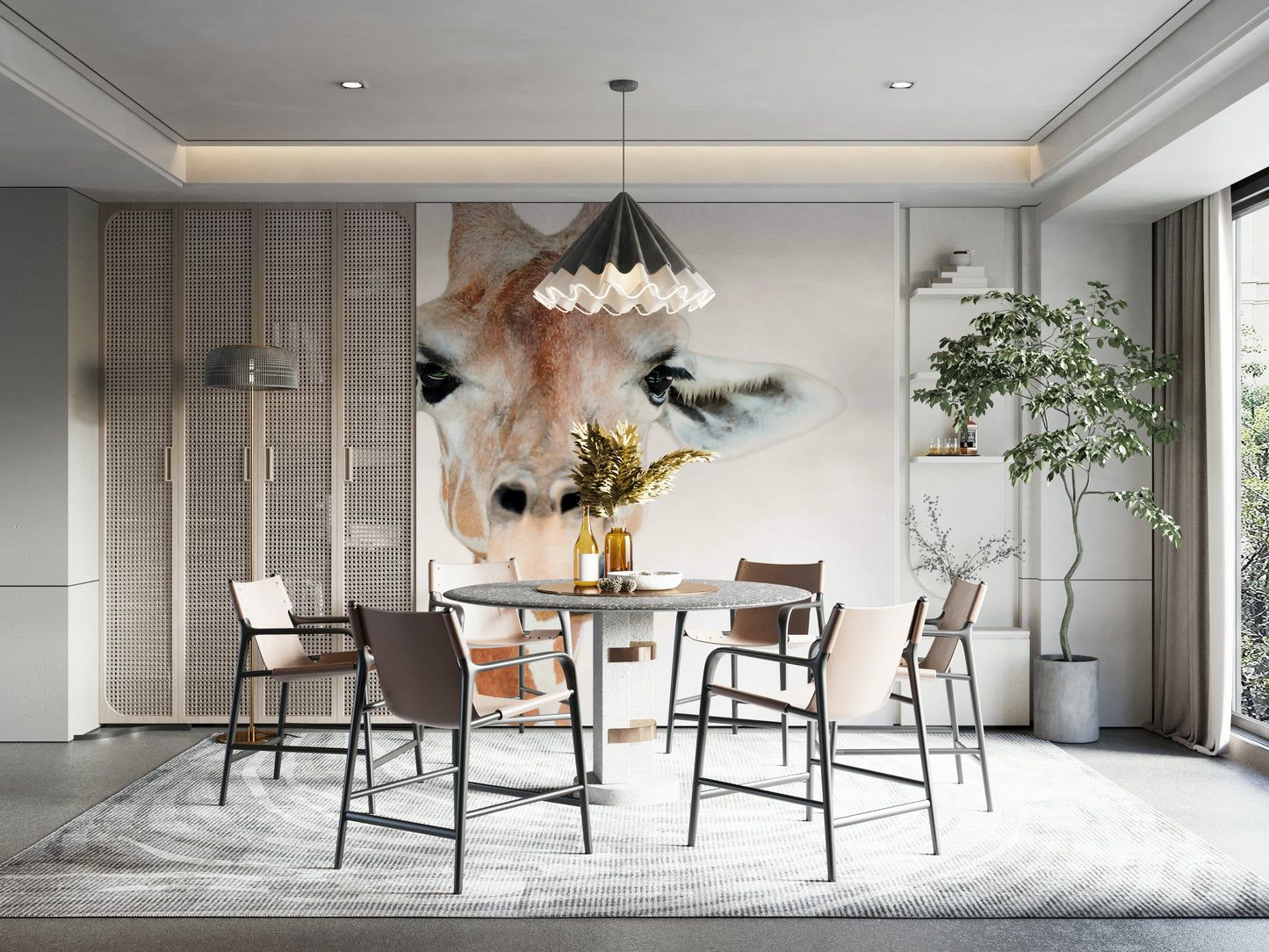 Giraffe with funny facial expression

