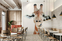 Happy giraffe wild animal wall mural

