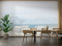 Blue roof beach shack near ocean

