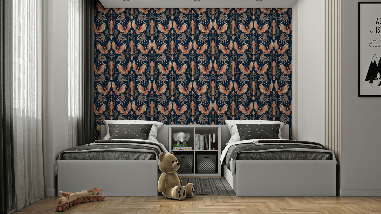 Ornate phoenix bird gold artwork

