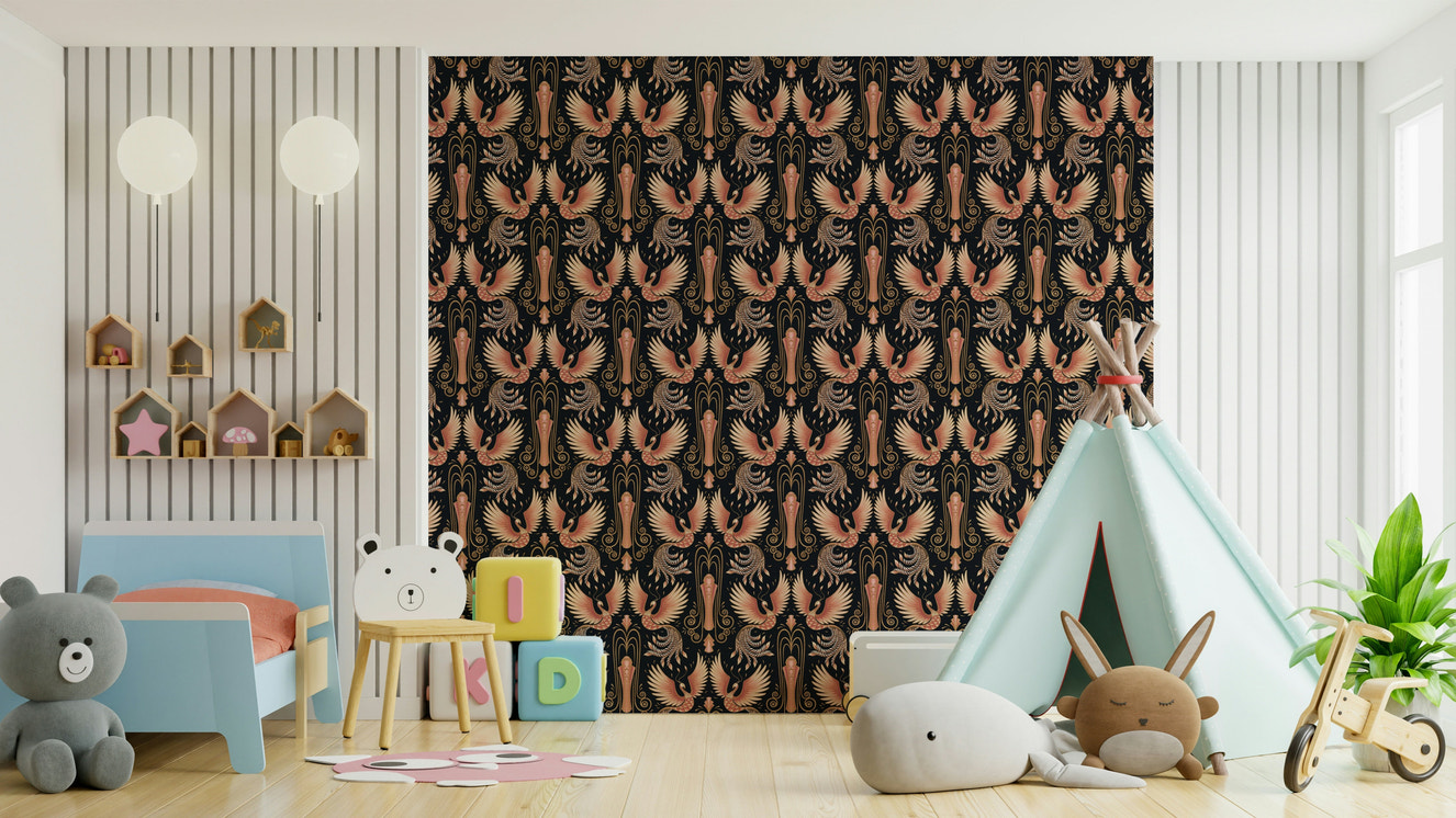 Decorative flying phoenix pattern

