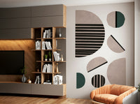 Beige and black abstract wall art

