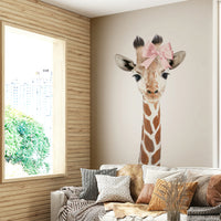 Adorable giraffe bow wall mural

