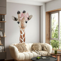Cute baby giraffe with bow art

