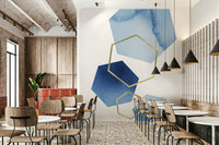 Abstract blue gold geometric design

