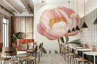Coral peony floral wallpaper print

