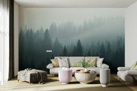 Moody pine forest wallpaper art

