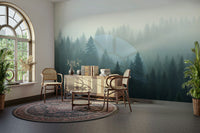 Dark pine forest wallpaper decor

