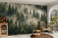 Forest pine tree wall mural art

