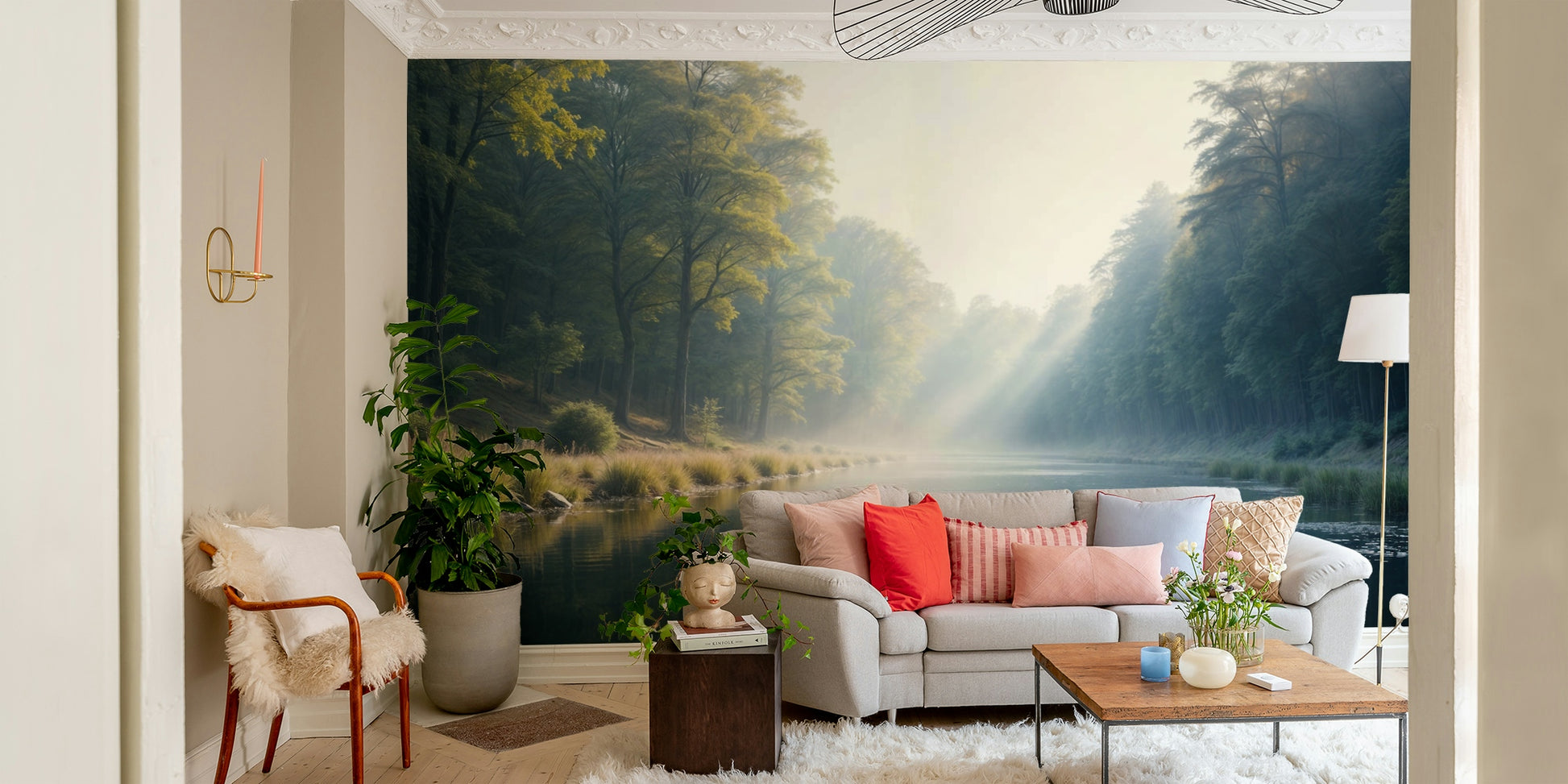 Morning light in forest stream

