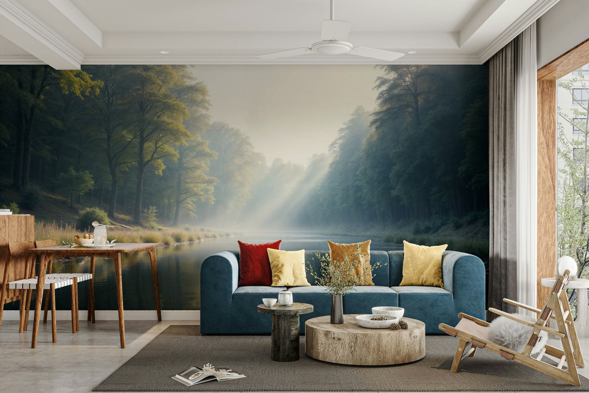Forest river landscape for walls

