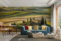 Rustic Italian villa hill scenery

