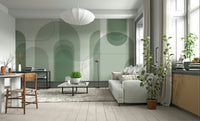 Green shaded arch mural design

