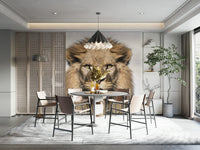 Fierce lion staring straight ahead

