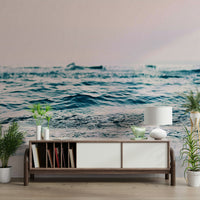 Abstract blush ocean waves art

