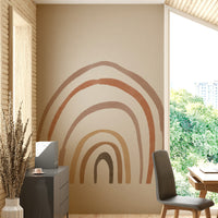 Whimsical rainbow arc wall design

