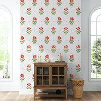 Country floral red and green pattern


