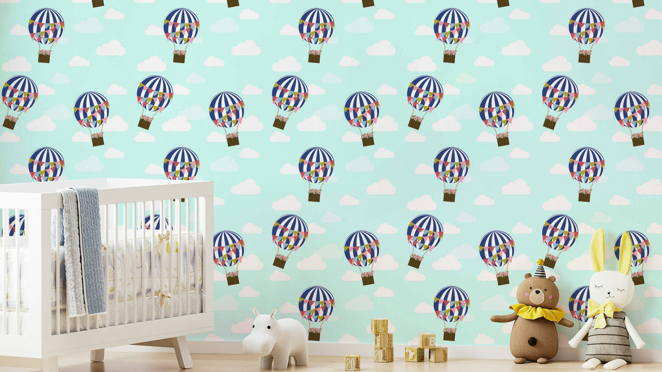 Bunting balloon sky wall mural

