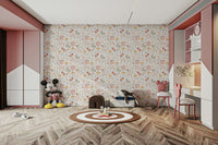 Cute mushrooms with meadow flowers

