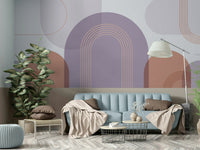 Abstract curved line wall mural

